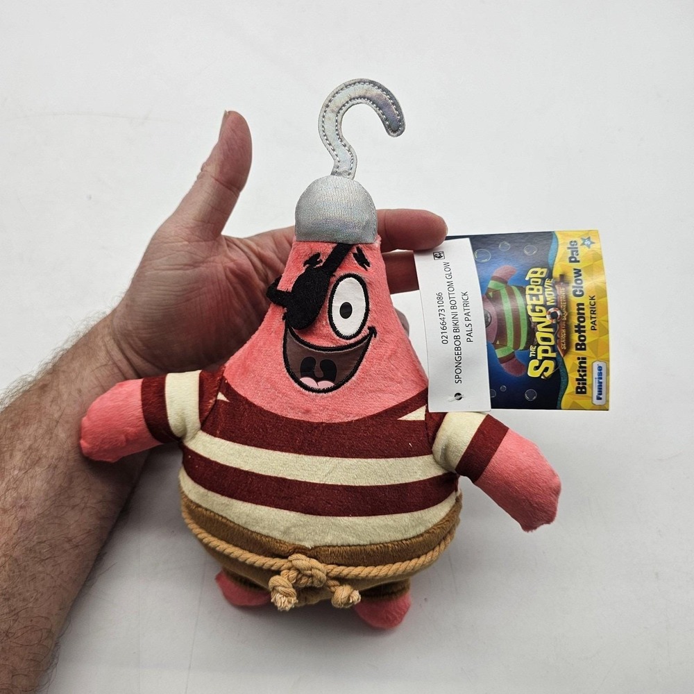 Funrise SpongeBob Patrick Pirate Plush Stuffed Toy Small Pink Movie‎ Glow Pals